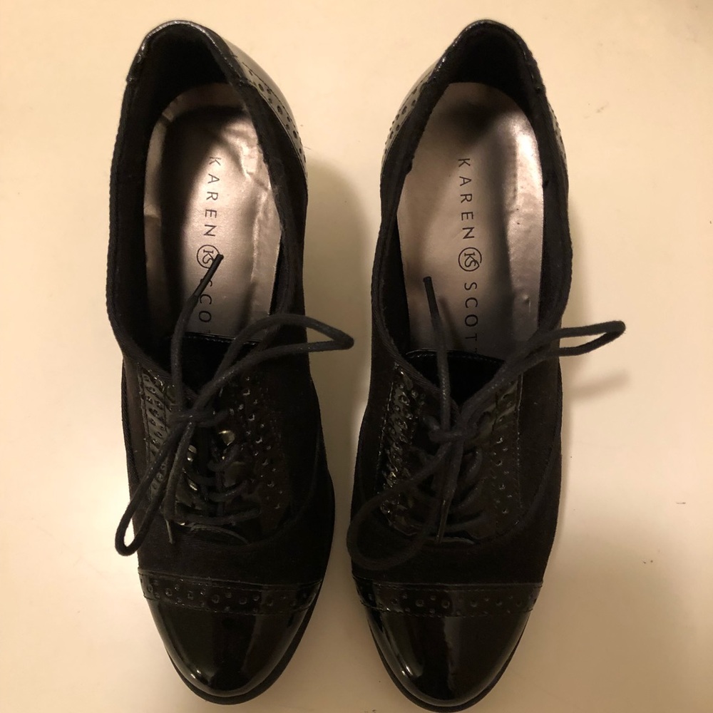 Karen Scott Patent Leather & Suede Oxford Heels